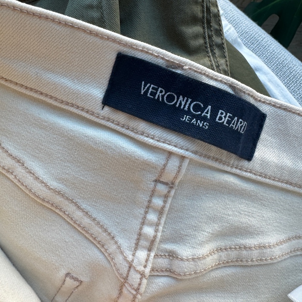 Veronica Beard Beverly High Rise Cream Patch Pocket Jeans - Picture 10 of 11
